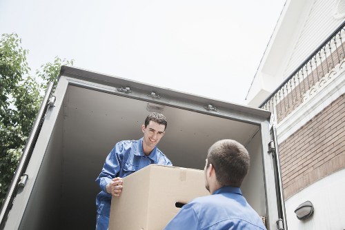 Packed boxes and furniture prepared for student relocation