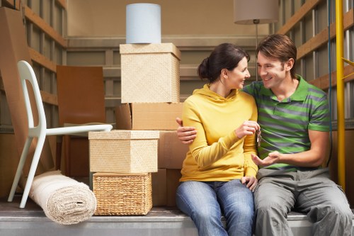 Office movers organising boxes and furniture for a commercial relocation in Tottenham Hale