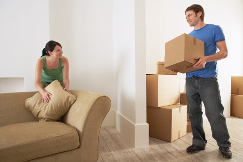 Packing materials and labeled boxes ready for a Tottenham Hale move